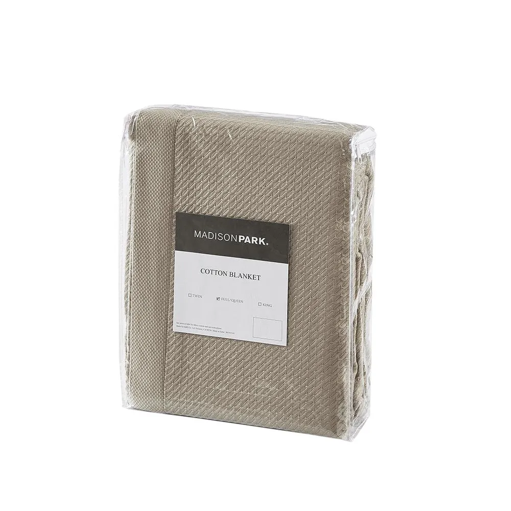 100% Certified Egyptian Cotton Blanket - King - Khaki