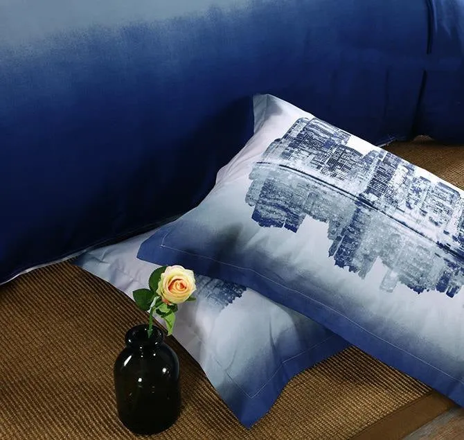 100% Cotton Night city scene duvet cover Luxury 4 piece Bedding sets