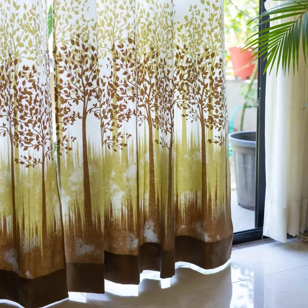 100% Cotton, room darkening premium curtains, Pack of 2 Curtains - Panel Jungle Brown