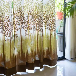 100% Cotton, room darkening premium curtains, Pack of 2 Curtains - Panel Jungle Brown