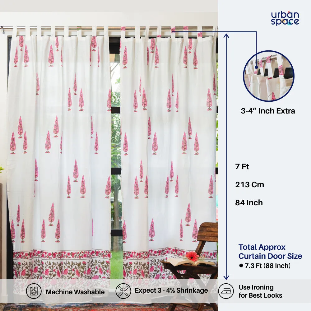 100% MalMal Cotton Curtains, Semi-Transparent with Tab Top, Pack of 2 Curtains - Ace of Spade Pink