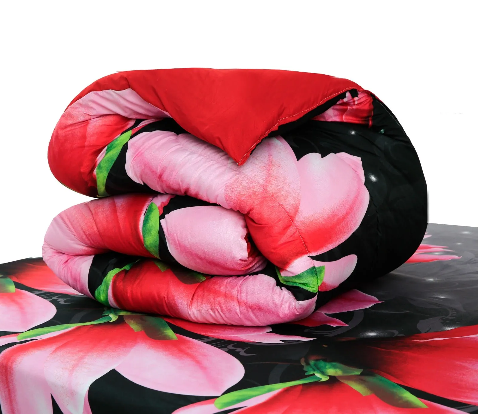 5 PCs Single Comforter Set-15185Pink Lotus