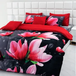 5 PCs Single Comforter Set-15185Pink Lotus