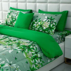 5 PCs Single Comforter Set-15190Green Gold