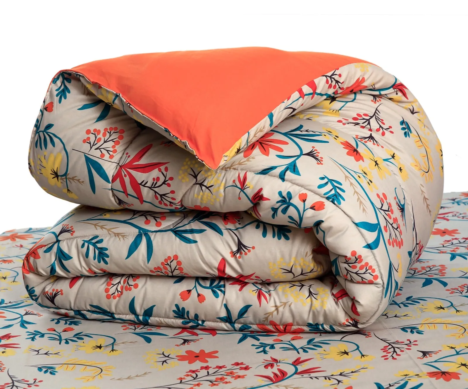 8 PCs Winter Comforter Set-14927 Orange Lilly