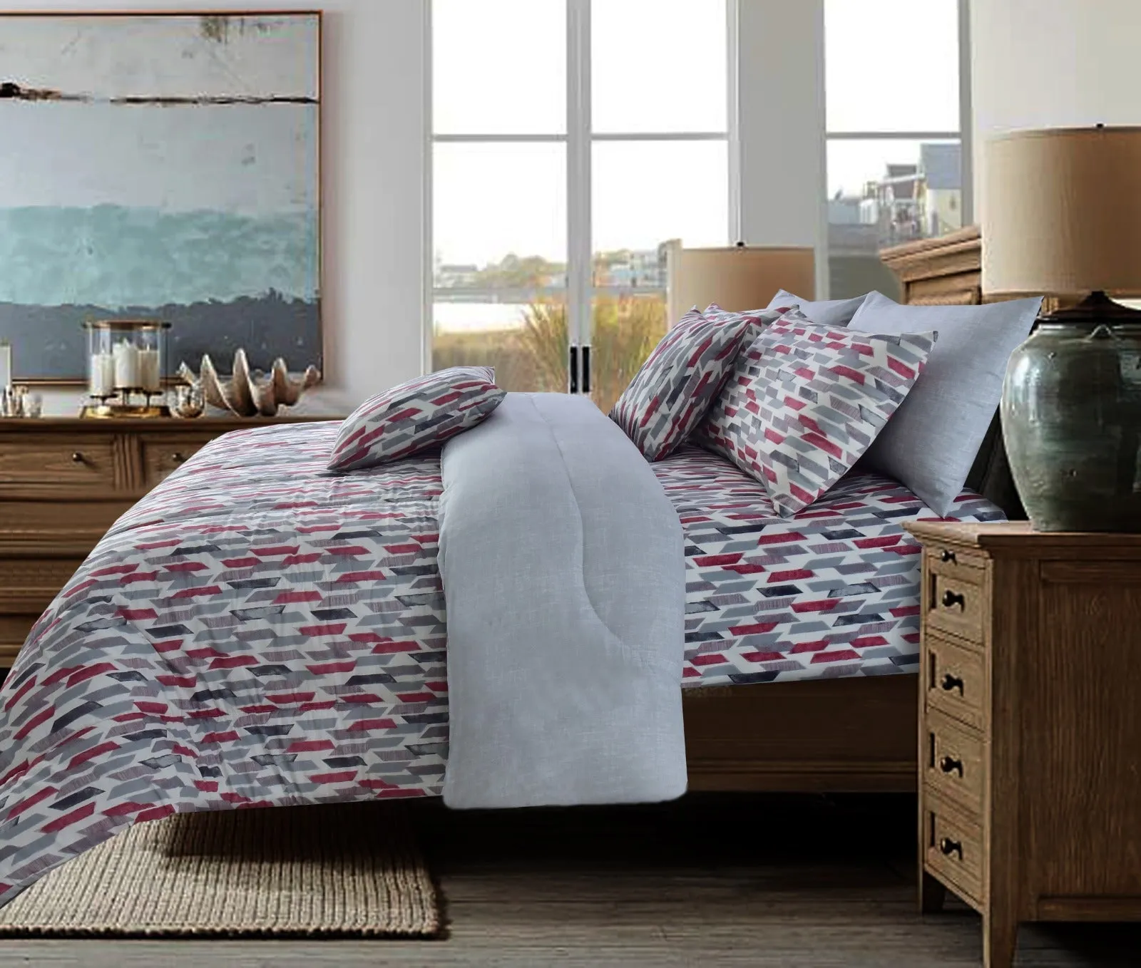 8 PCs Winter Comforter Set- Abstract Art