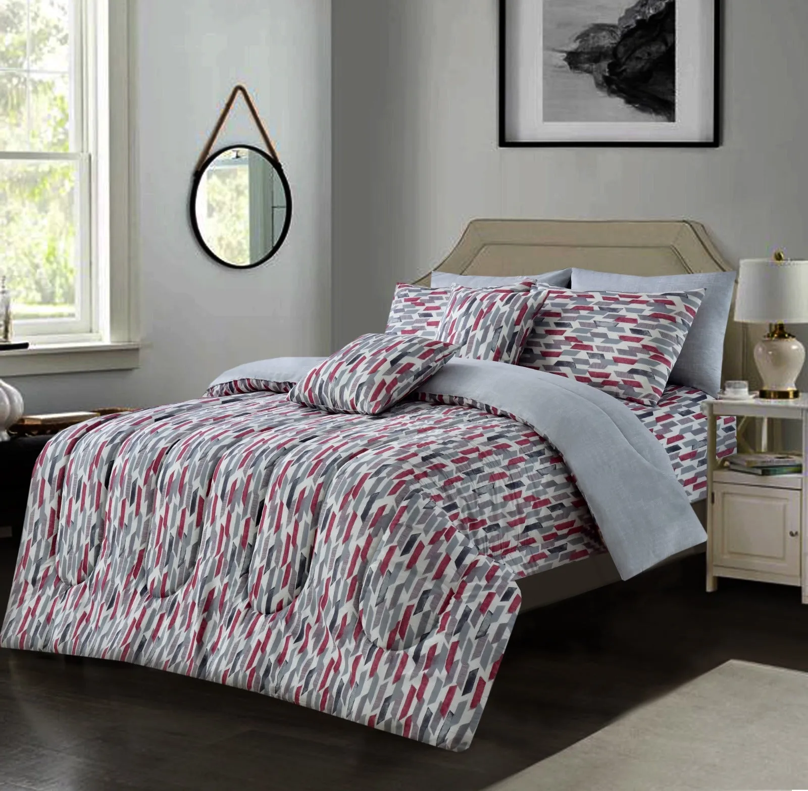 8 PCs Winter Comforter Set- Abstract Art