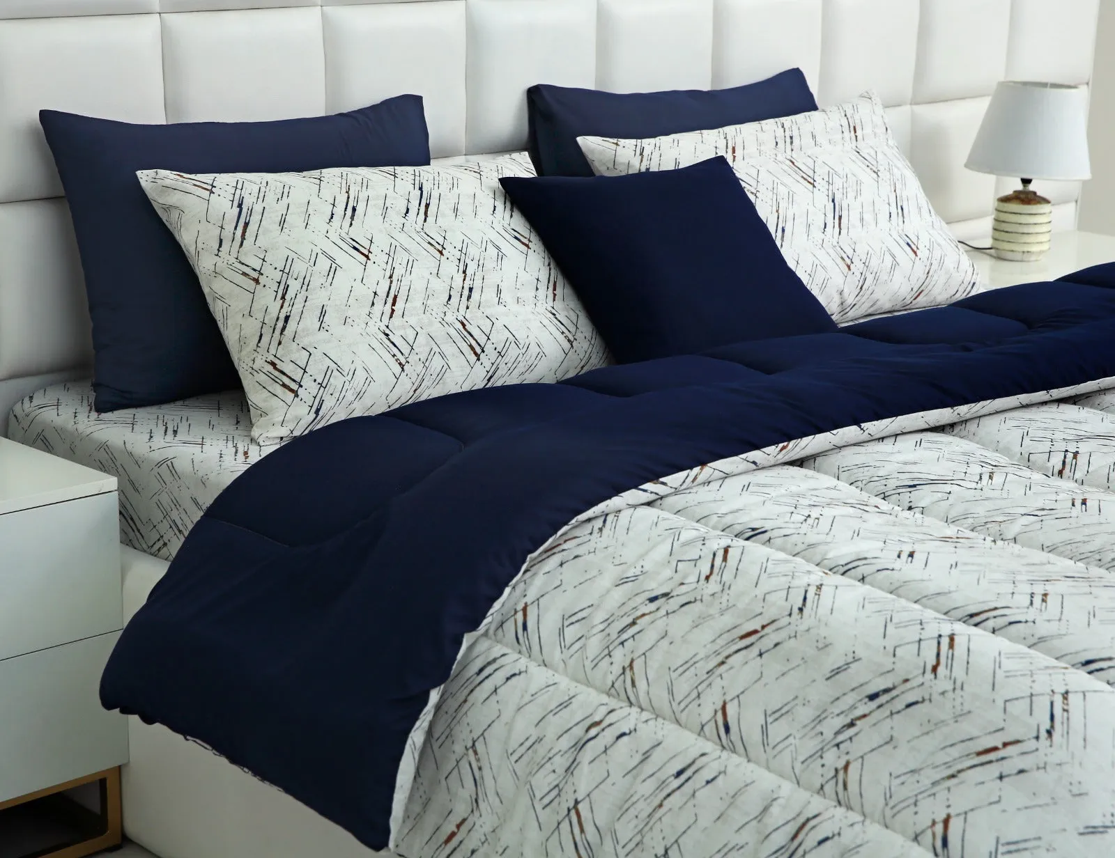 8 PCs Winter Comforter Set-Blue Texture