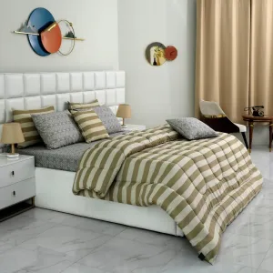 8 PCs Winter Comforter Set-Bold Beige Stripes