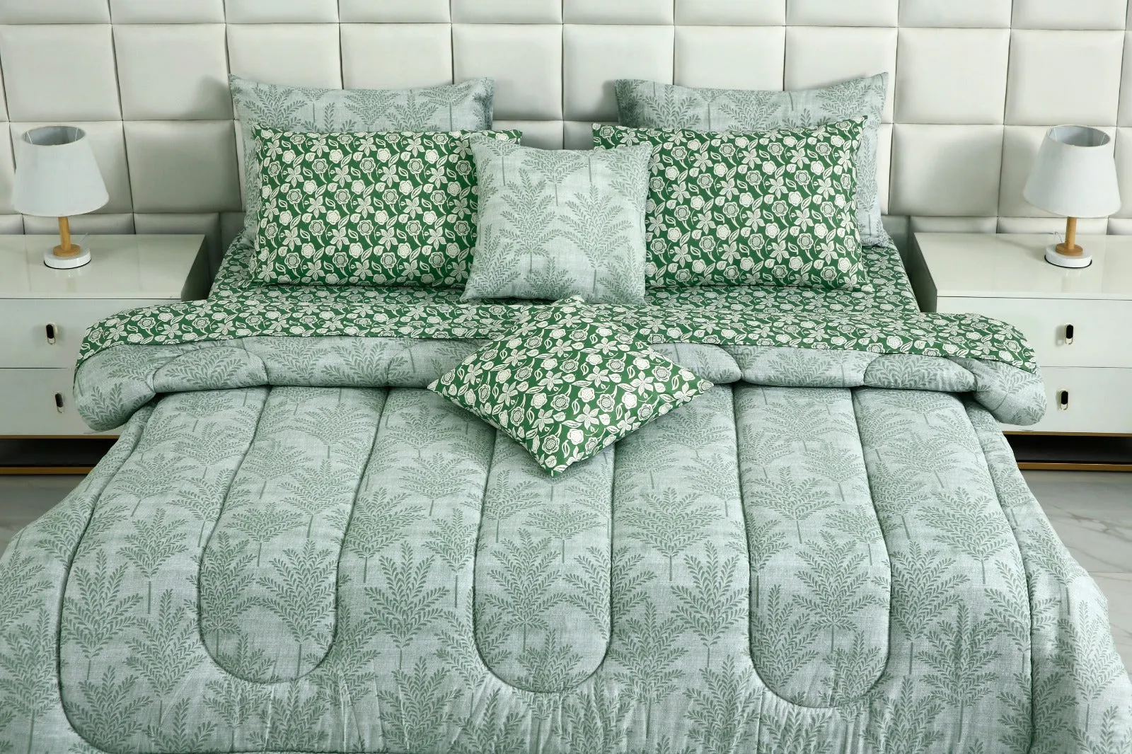 8 PCs Winter Comforter Set-Calla lily