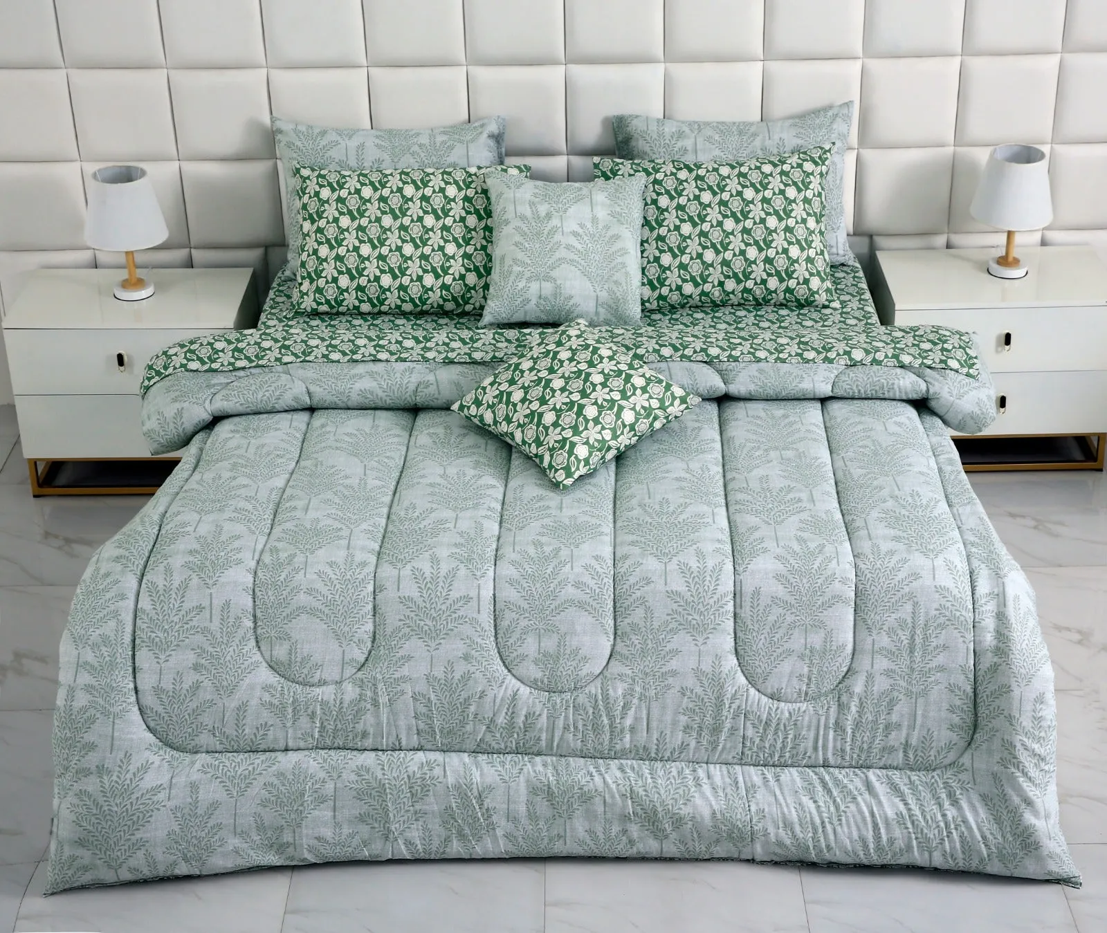 8 PCs Winter Comforter Set-Calla lily