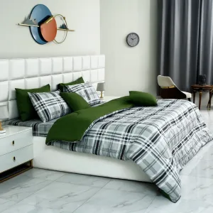 8 PCs Winter Comforter Set-Grey Check