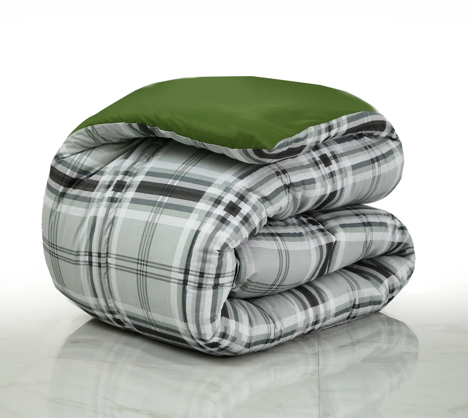 8 PCs Winter Comforter Set-Grey Check