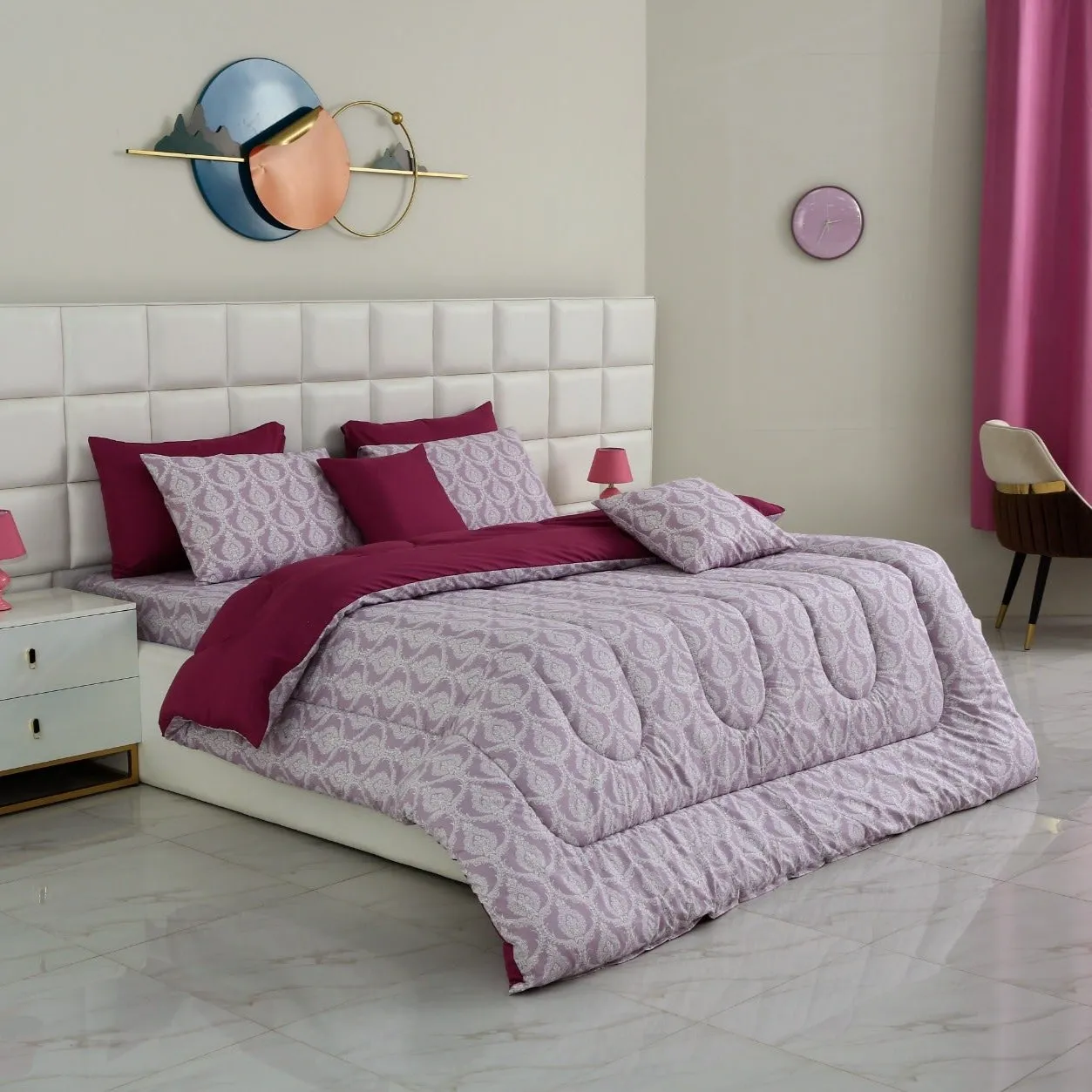 8 PCs Winter Comforter Set-Lavender