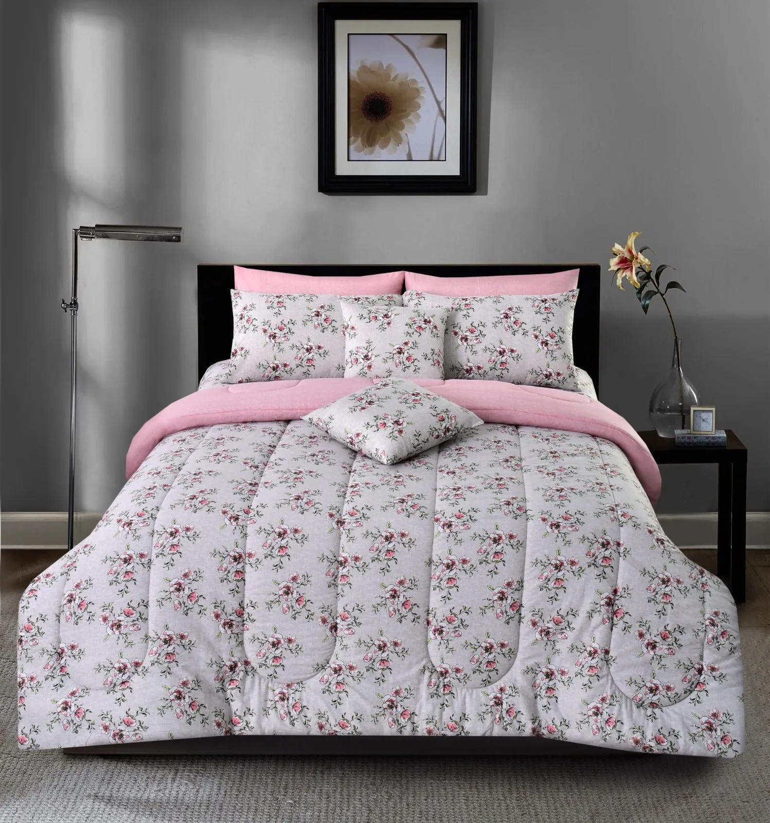 8 PCs Winter Comforter Set-Pink Diaz