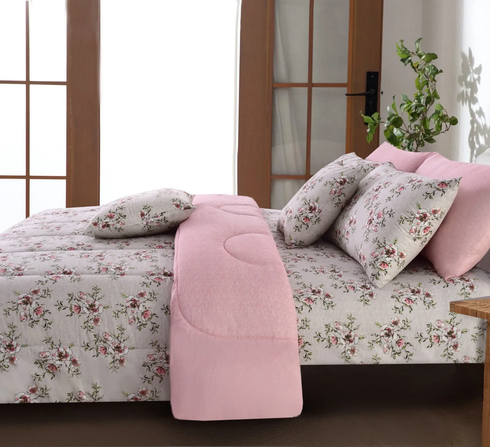 8 PCs Winter Comforter Set-Pink Diaz