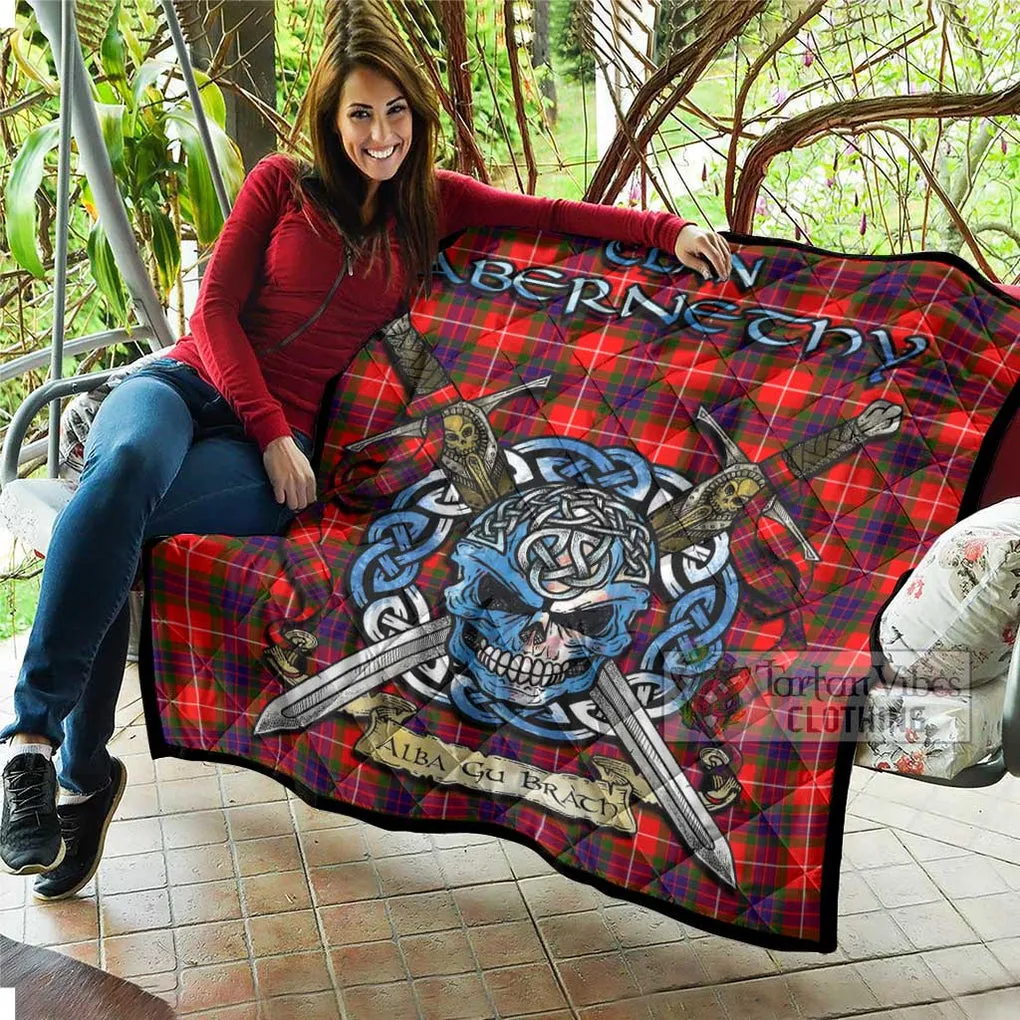 Abernethy Tartan Quilt with Celtic Skull Alba Gu Brath Style