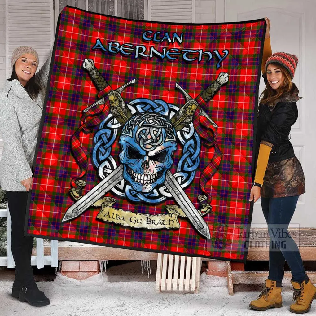 Abernethy Tartan Quilt with Celtic Skull Alba Gu Brath Style