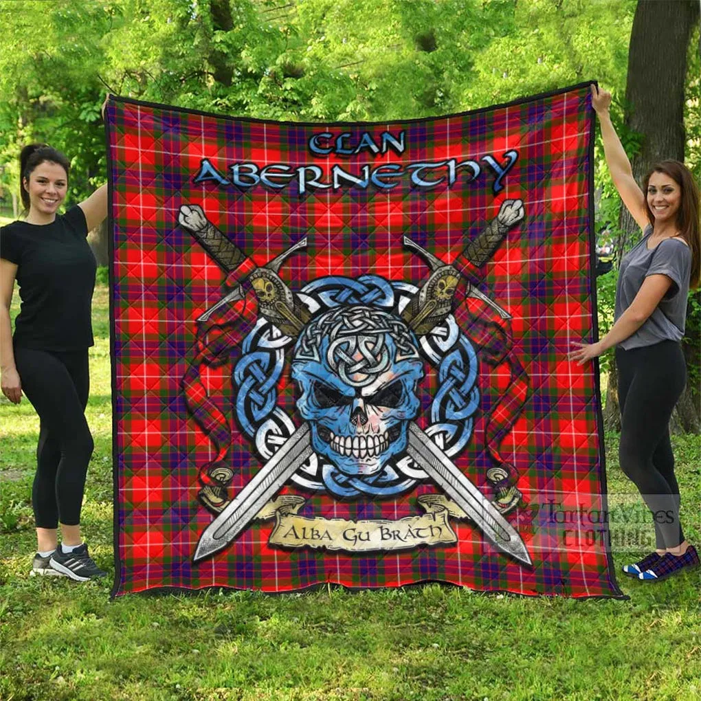 Abernethy Tartan Quilt with Celtic Skull Alba Gu Brath Style