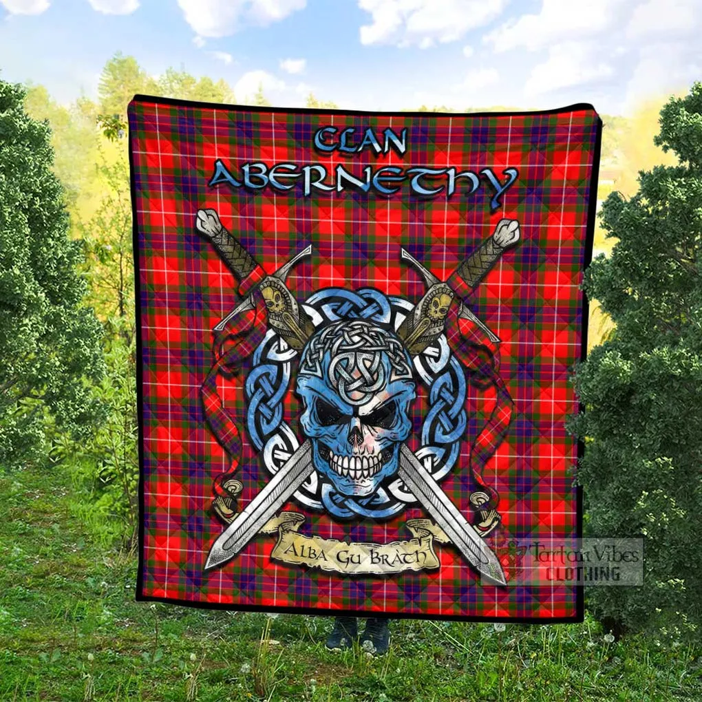 Abernethy Tartan Quilt with Celtic Skull Alba Gu Brath Style