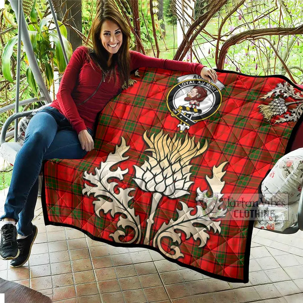 Adair Tartan Quilt with Family Crest and Golden Thistle Style