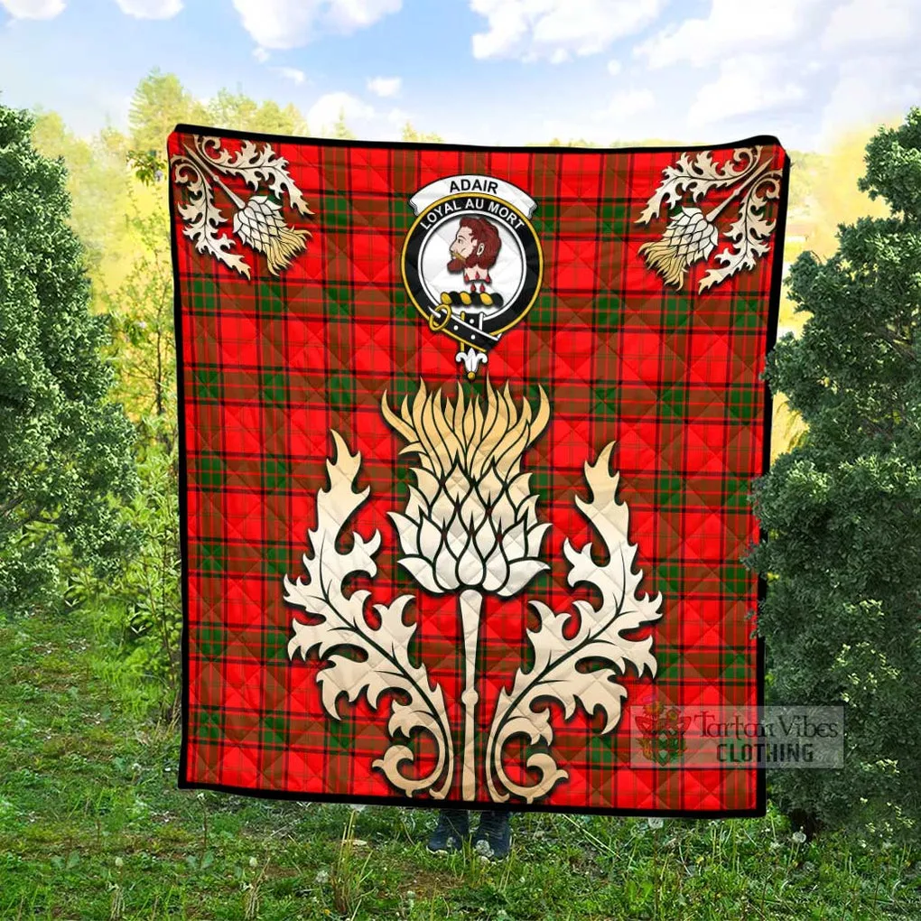 Adair Tartan Quilt with Family Crest and Golden Thistle Style