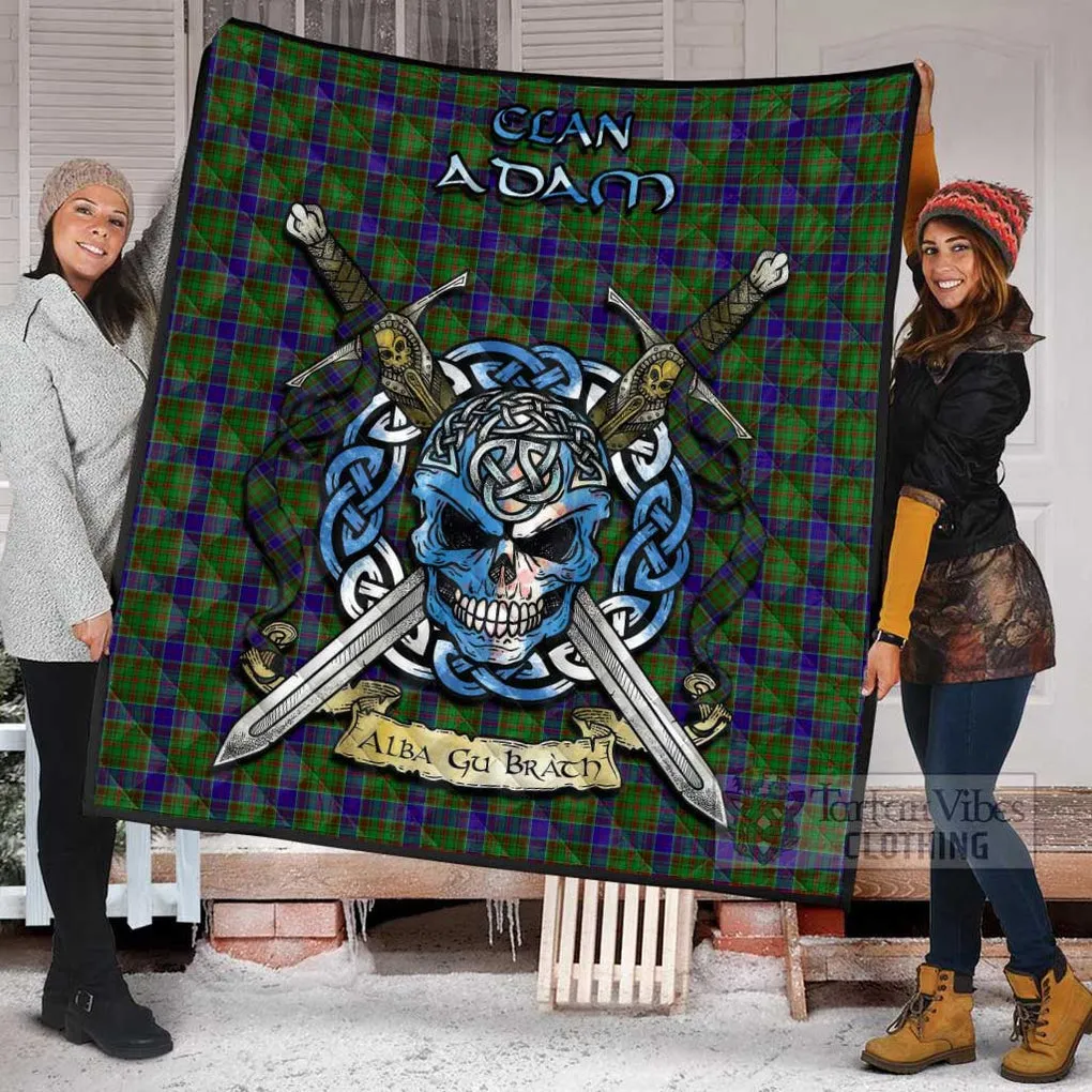 Adam Tartan Quilt with Celtic Skull Alba Gu Brath Style