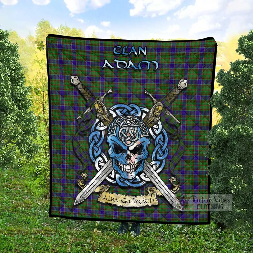 Adam Tartan Quilt with Celtic Skull Alba Gu Brath Style