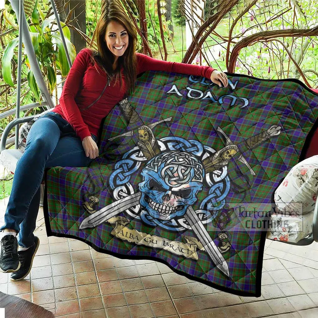 Adam Tartan Quilt with Celtic Skull Alba Gu Brath Style