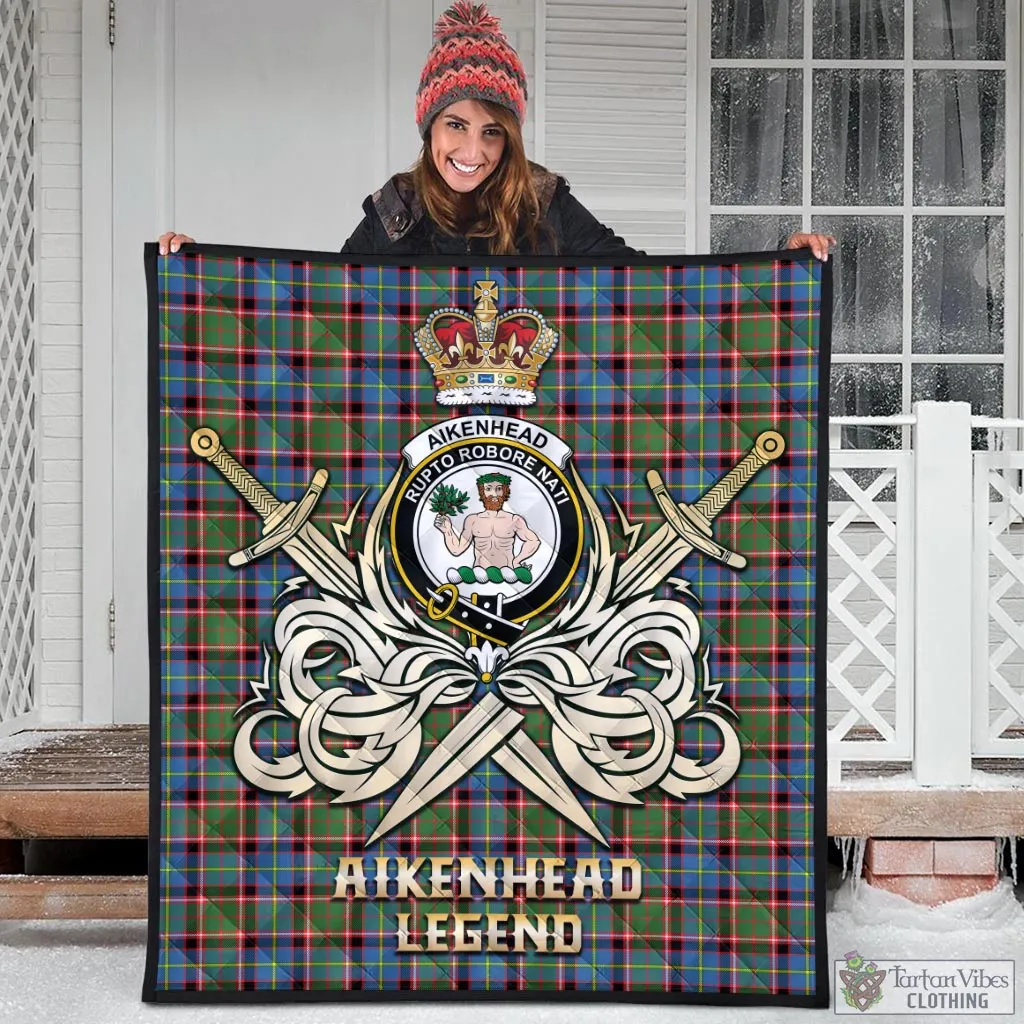 Aikenhead Tartan Quilt with Clan Crest and the Golden Sword of Courageous Legacy