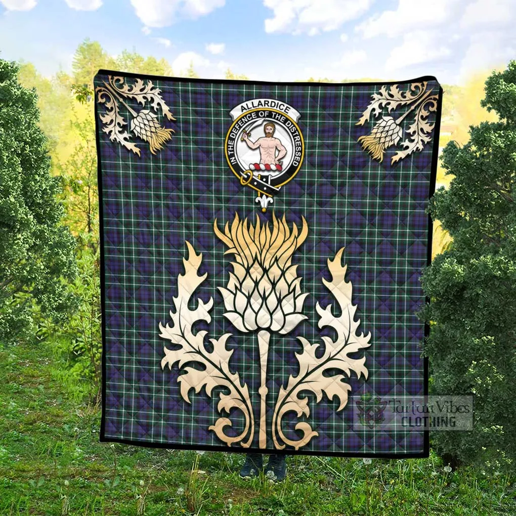 Allardice Tartan Quilt with Family Crest and Golden Thistle Style