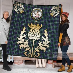 Allardice Tartan Quilt with Family Crest and Golden Thistle Style