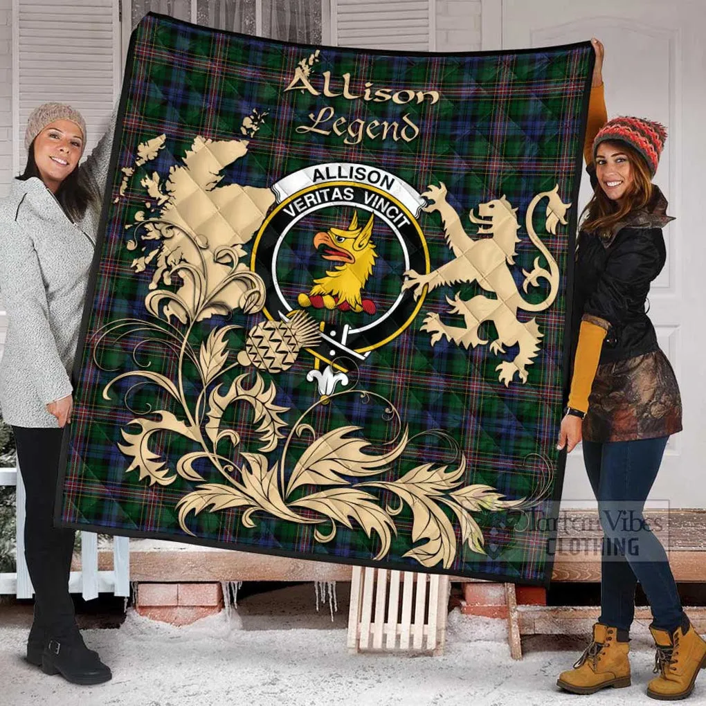 Allison Tartan Quilt with Family Crest and Scottish Symbol Style