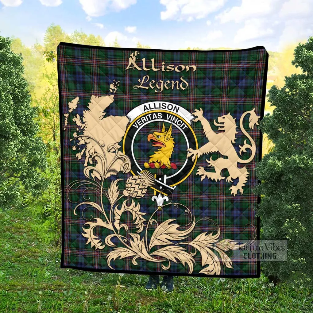 Allison Tartan Quilt with Family Crest and Scottish Symbol Style