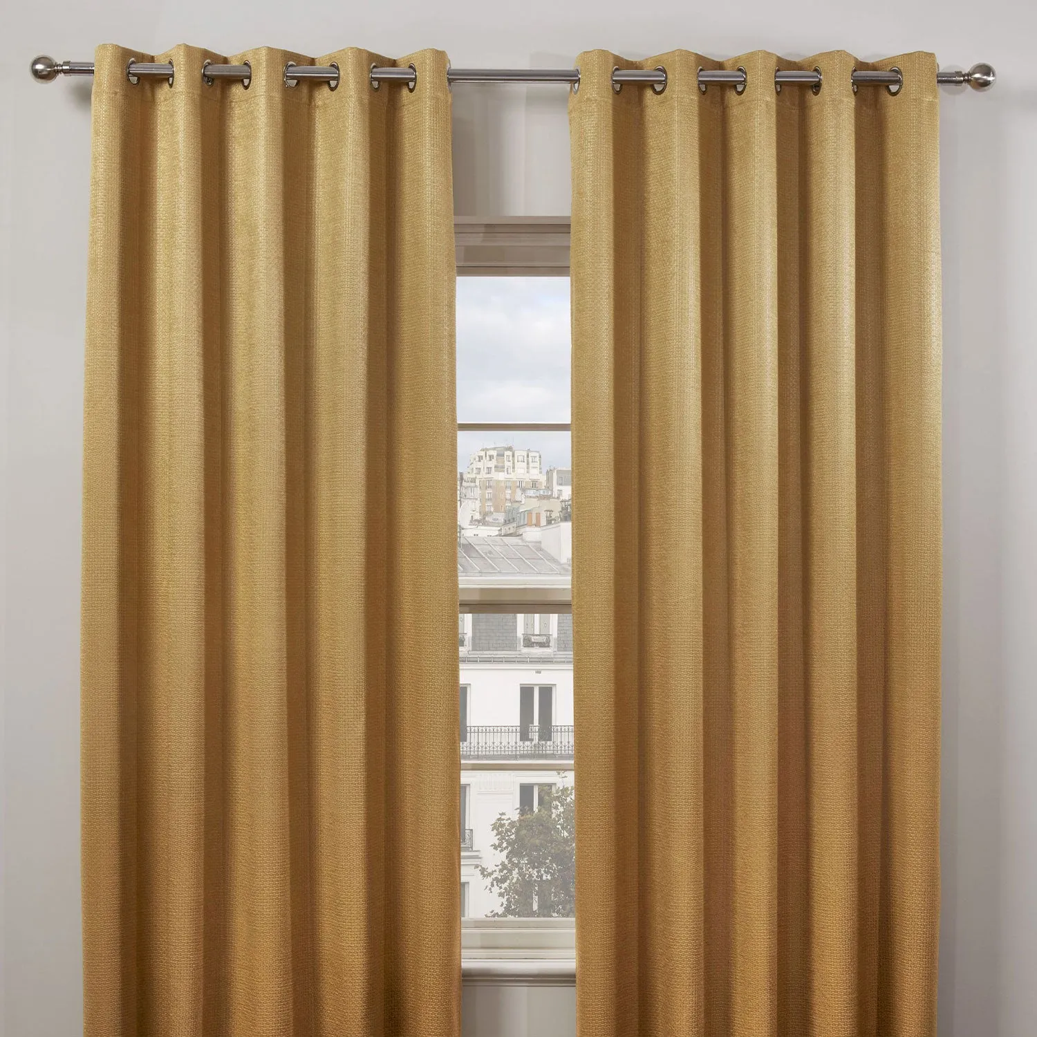 Ambiance Yellow Ochre Thermal Blackout Eyelet Curtains