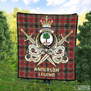 Anderson of Arbrake Tartan Quilt with Clan Crest and the Golden Sword of Courageous Legacy