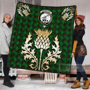 Anstruther Tartan Quilt with Family Crest and Golden Thistle Style