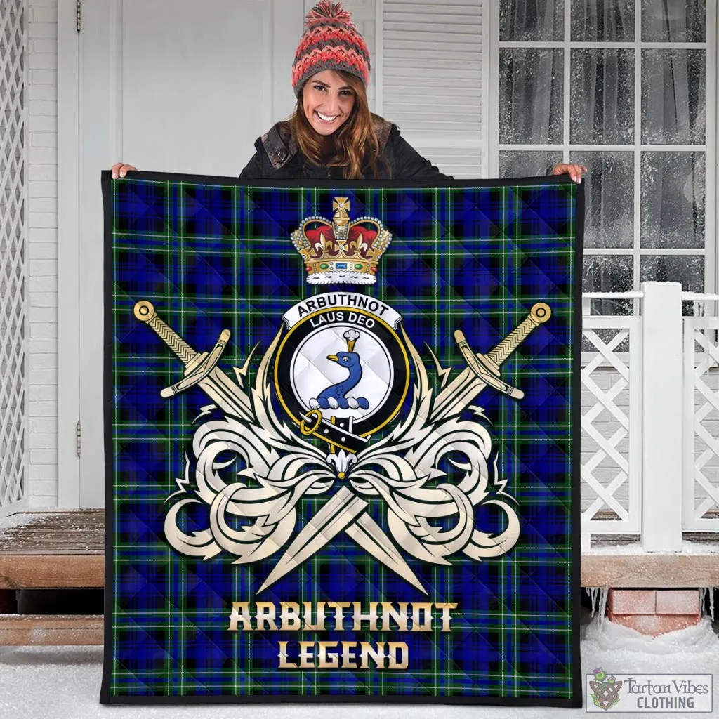 Arbuthnot Modern Tartan Quilt with Clan Crest and the Golden Sword of Courageous Legacy