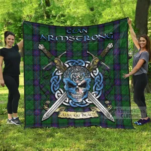 Armstrong Tartan Quilt with Celtic Skull Alba Gu Brath Style