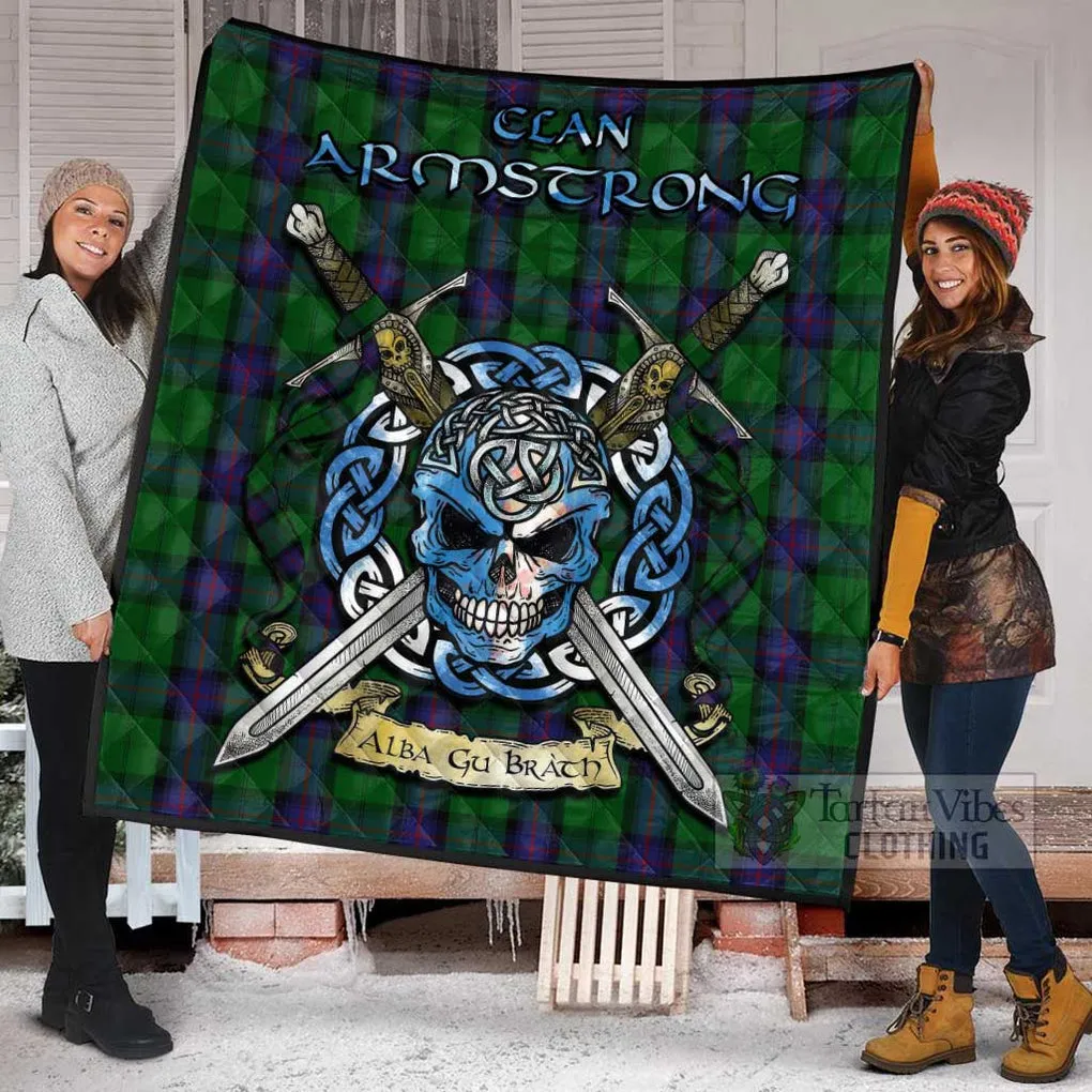 Armstrong Tartan Quilt with Celtic Skull Alba Gu Brath Style