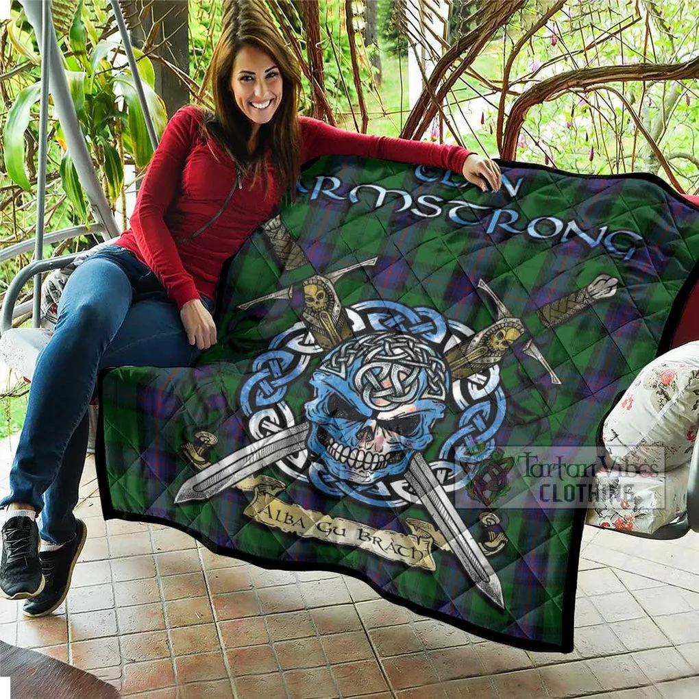 Armstrong Tartan Quilt with Celtic Skull Alba Gu Brath Style