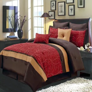 Atlantis Embroidered Nature Inspired Multi-Piece Red Comforter Set