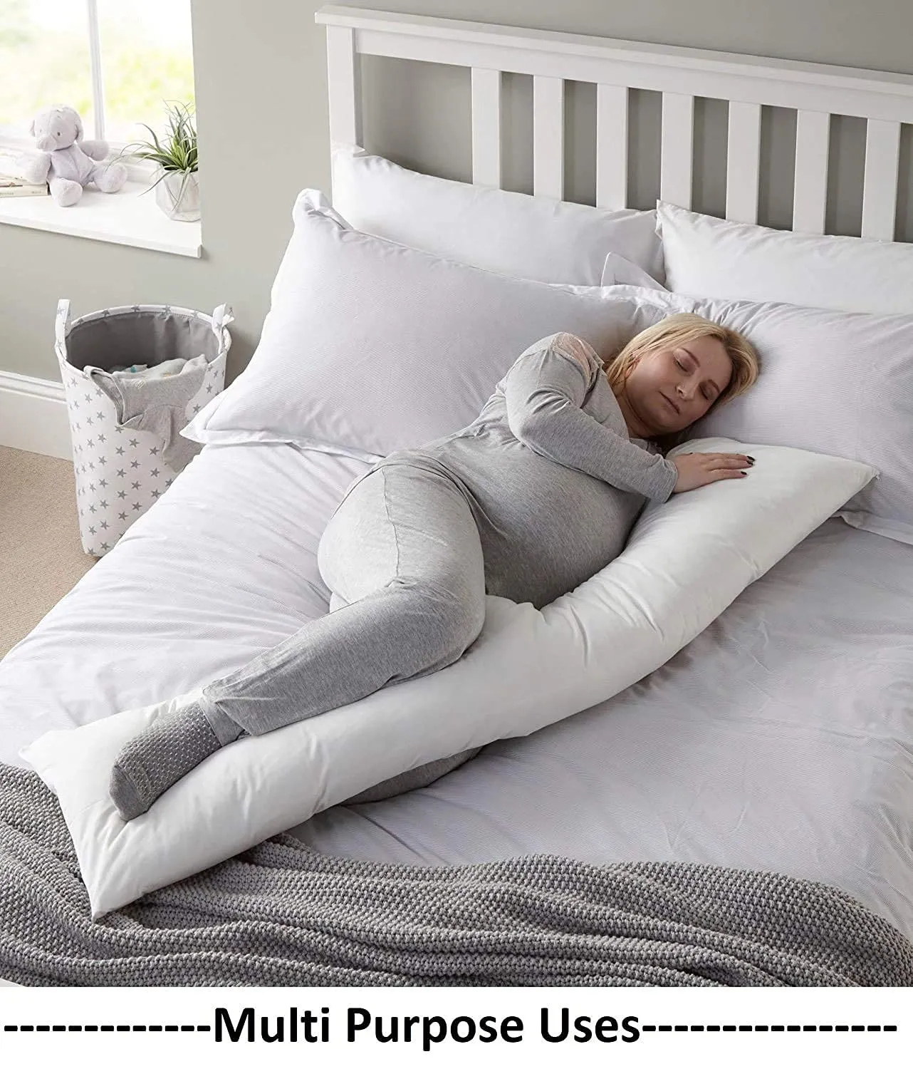 ATOOTFUSION Polyester Full Insert, Soft Body Breathable Long Side Sleeper Pillow , 20 x 54 inch, Large, White