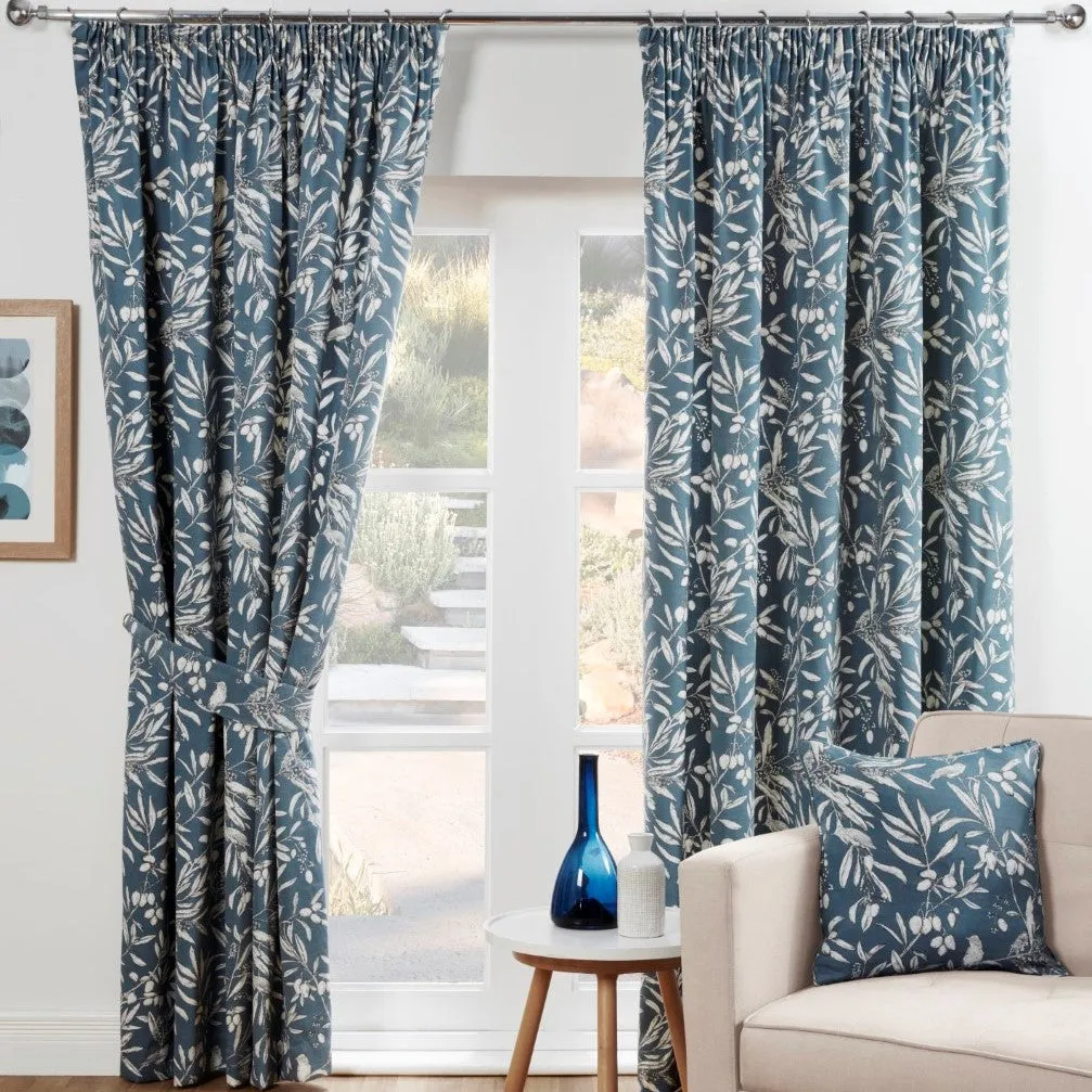 Aviary Bluebell Woodland Pencil Pleat Curtains