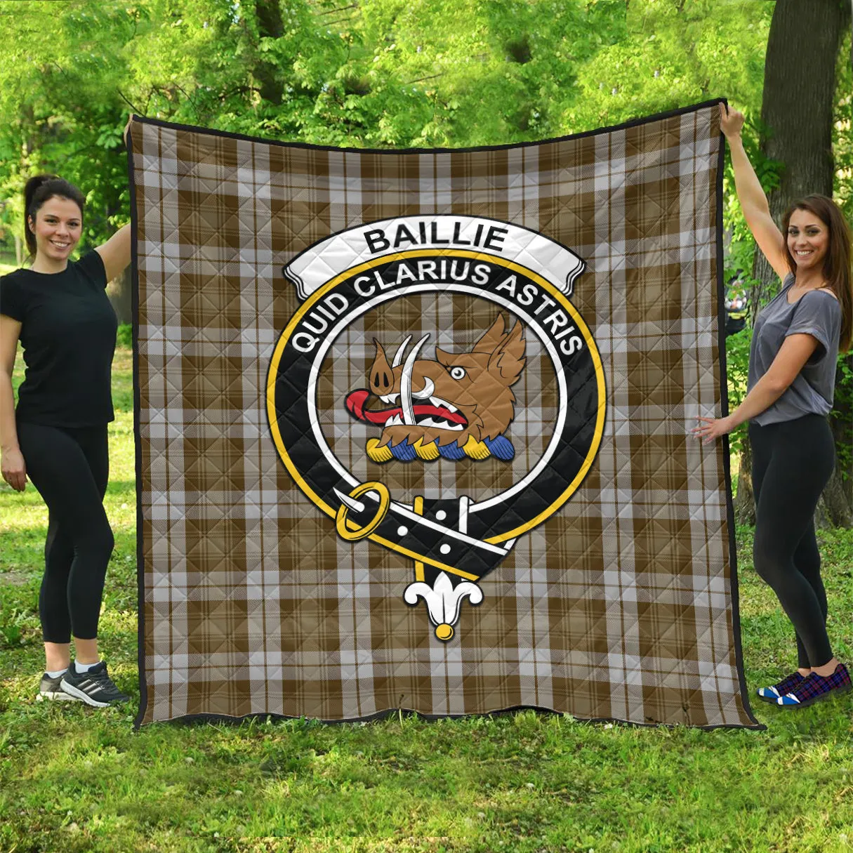 Baillie Dress Tartan Quilt with Family Crest