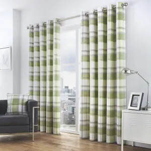 Balmoral Check Green Eyelet Curtains