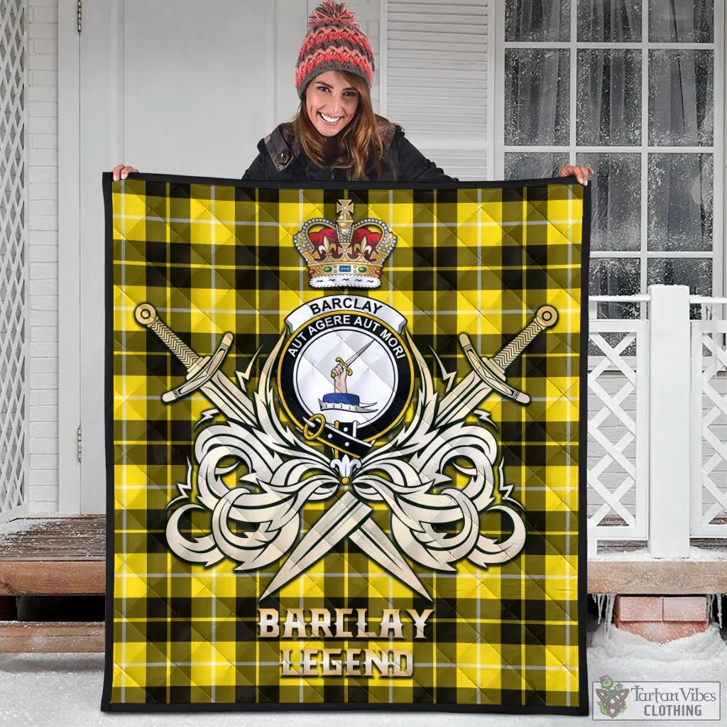 Barclay Dress Modern Tartan Quilt with Clan Crest and the Golden Sword of Courageous Legacy