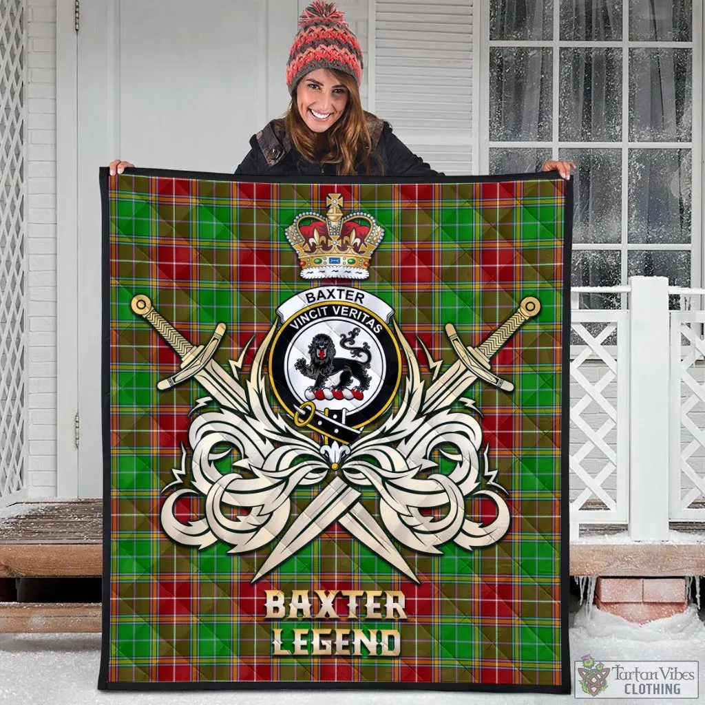 Baxter Modern Tartan Quilt with Clan Crest and the Golden Sword of Courageous Legacy