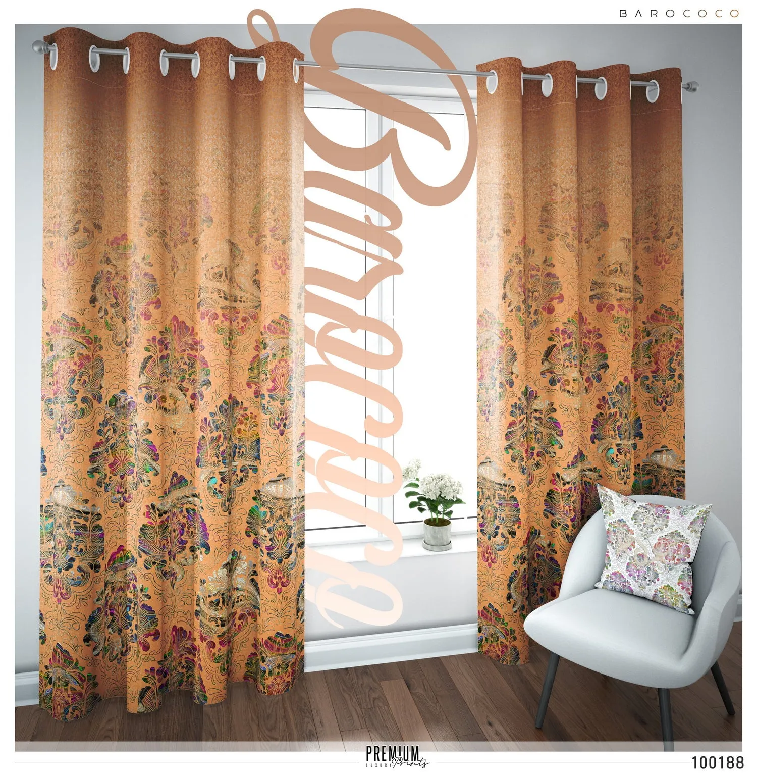 Beige Damask PREMIUM Curtain Panel, Made to Order on 12 Fabric Options - 100188