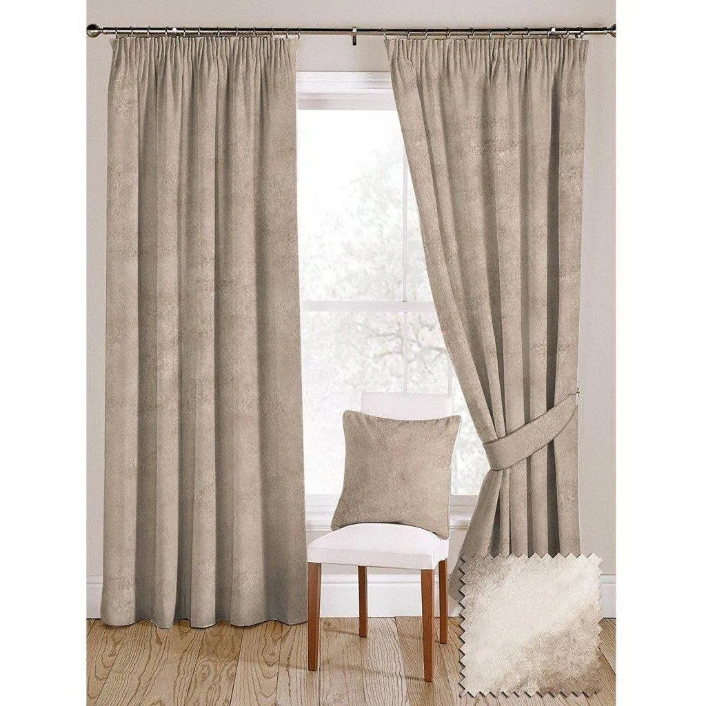 Beige Mink Crushed Velvet Curtains